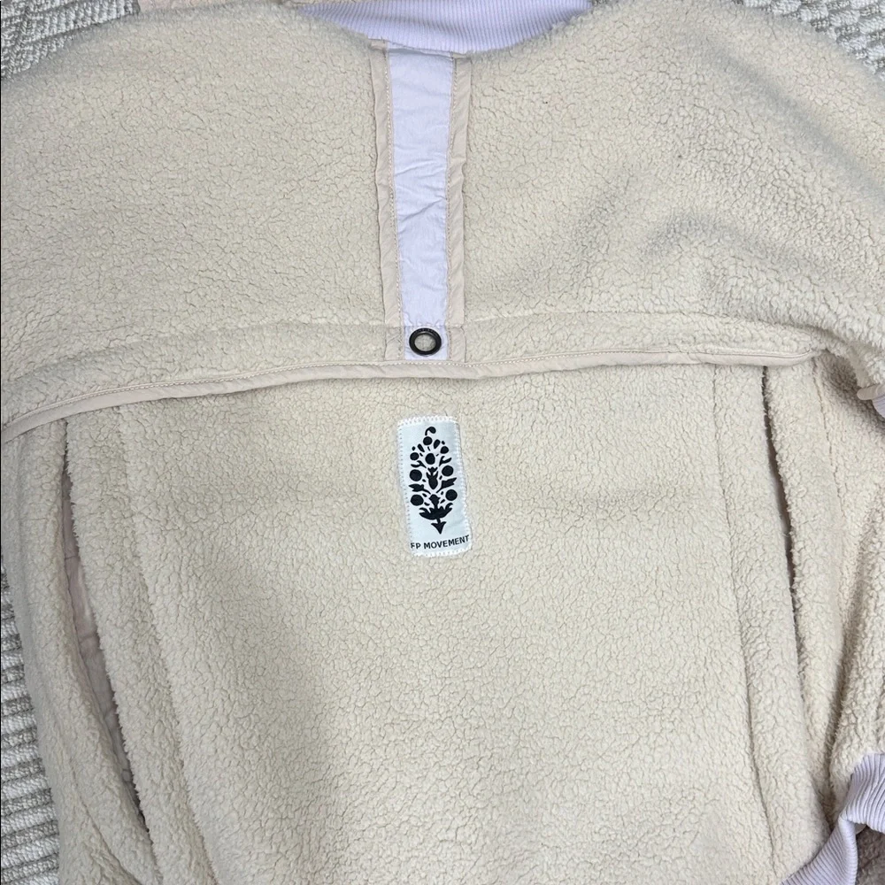 Free People movement Mountain High hoodie lilac beige fleece small - Picture 3 of 5